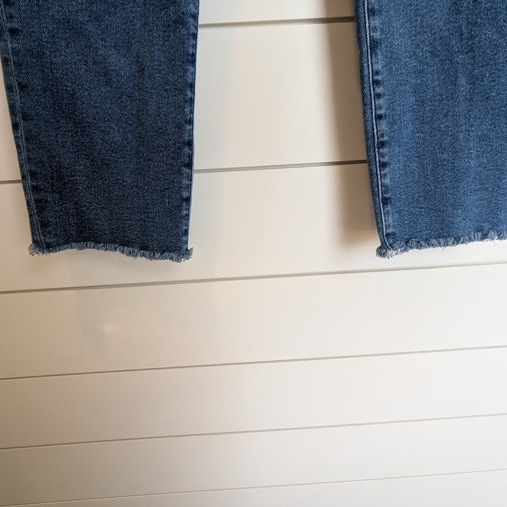 J.Crew Stovepipe Jeans Raw Hem Straight Leg Ankle High Rise Size 28 X 26 - Picture 4 of 13